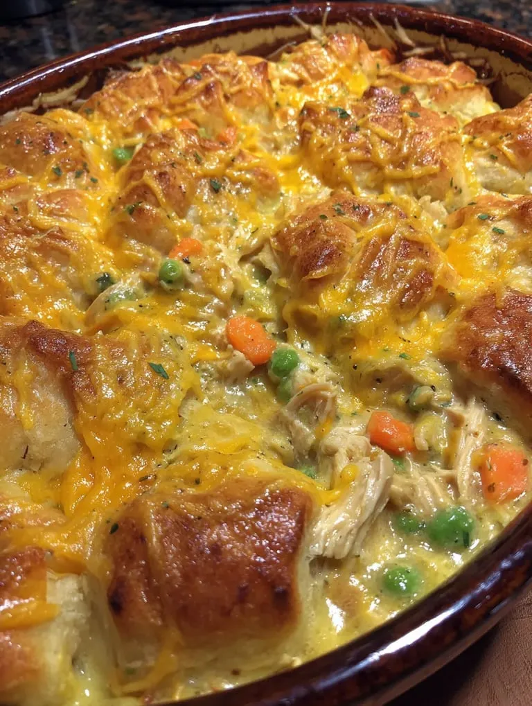 Ein Baked Ziti mit vielen Zwiebeln und Karotten.