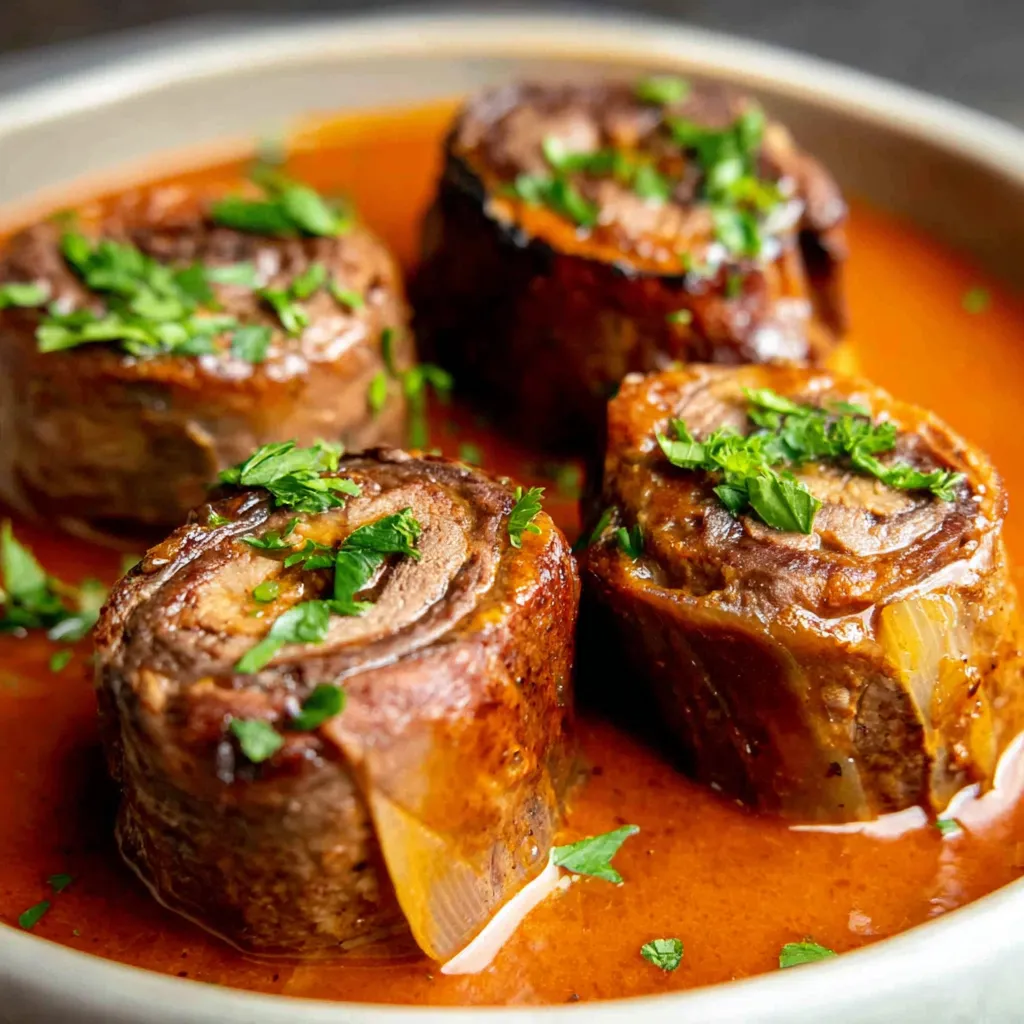 Ein Schüssel mit einer Mischung aus Fleisch und Zwiebeln.