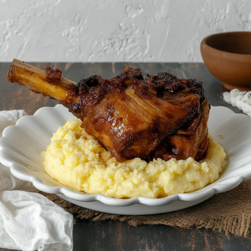 Ein weißer Teller mit gegrilltem Fleisch und Reis.