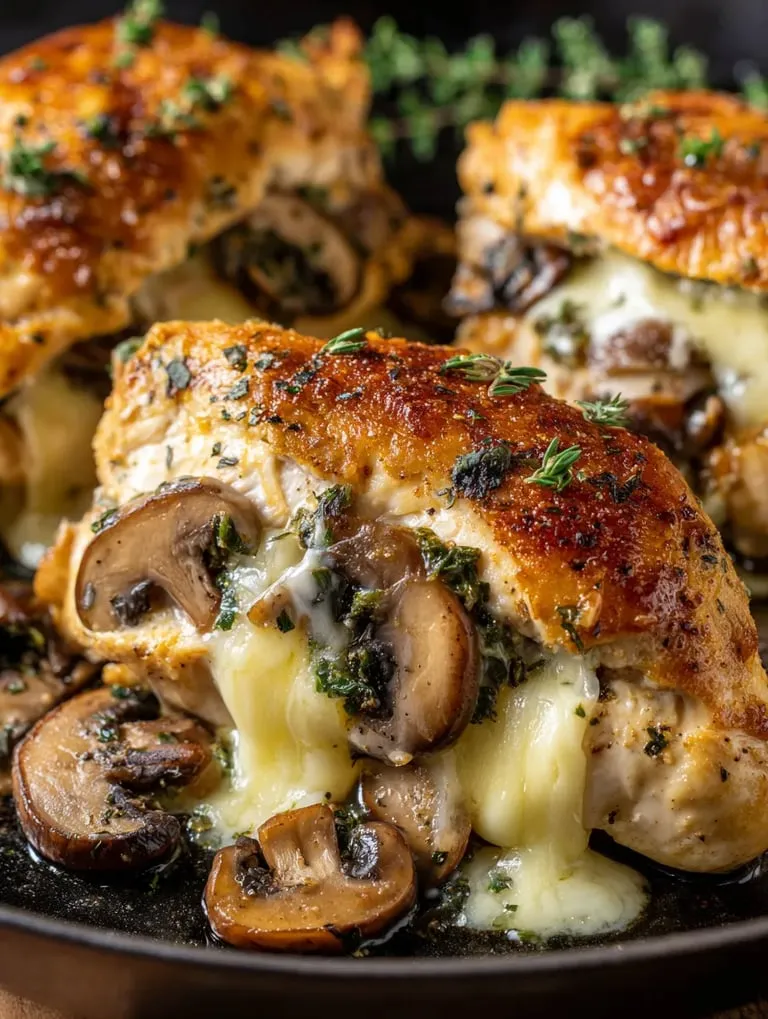 Eine Schüssel mit gegrilltem Steak, das mit Mushrooms und Spinat garniert ist.