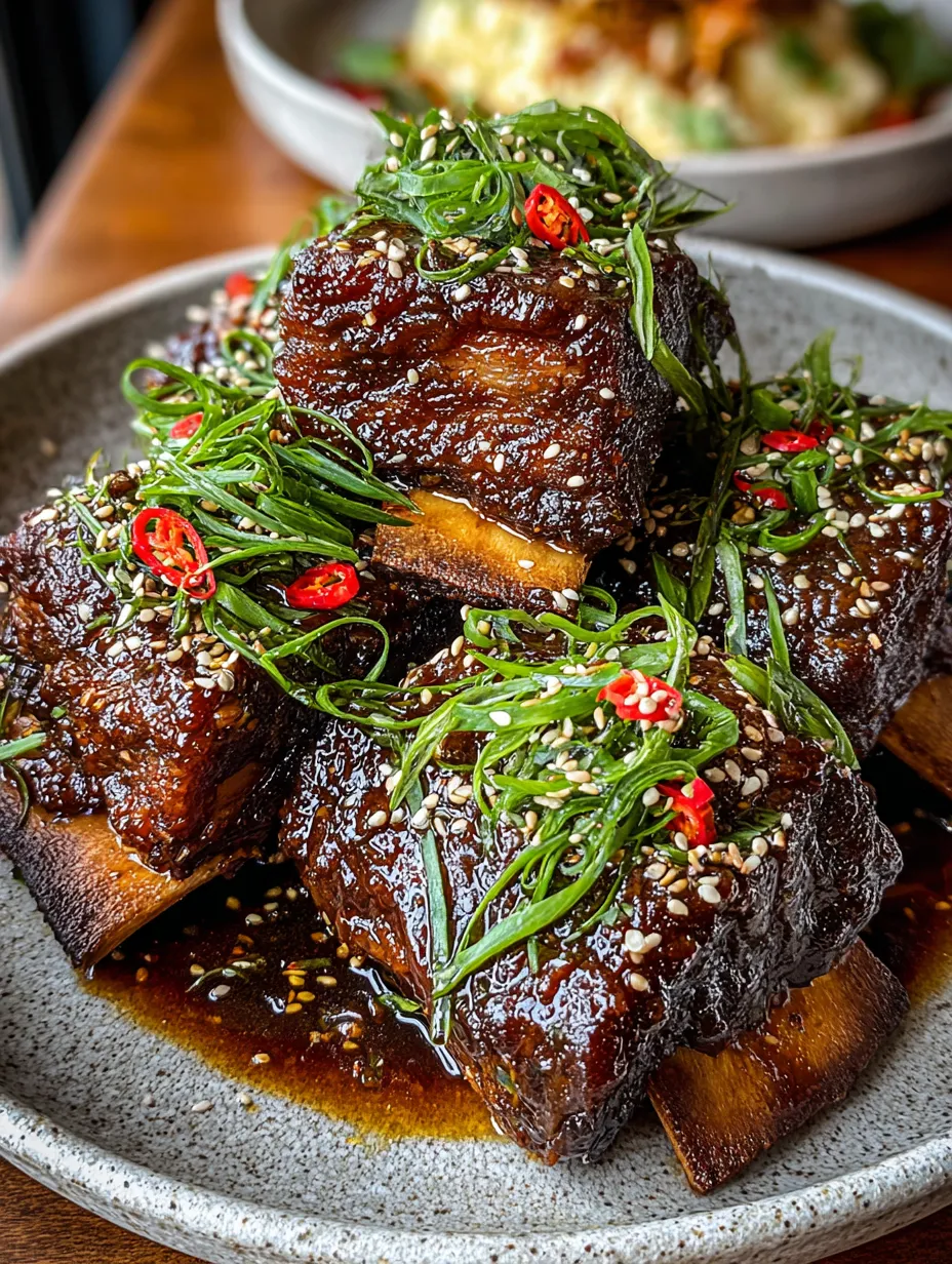 Eine Platte mit grünen Blättern und braunem Fleisch, das in Stücke geschnitten wurde.