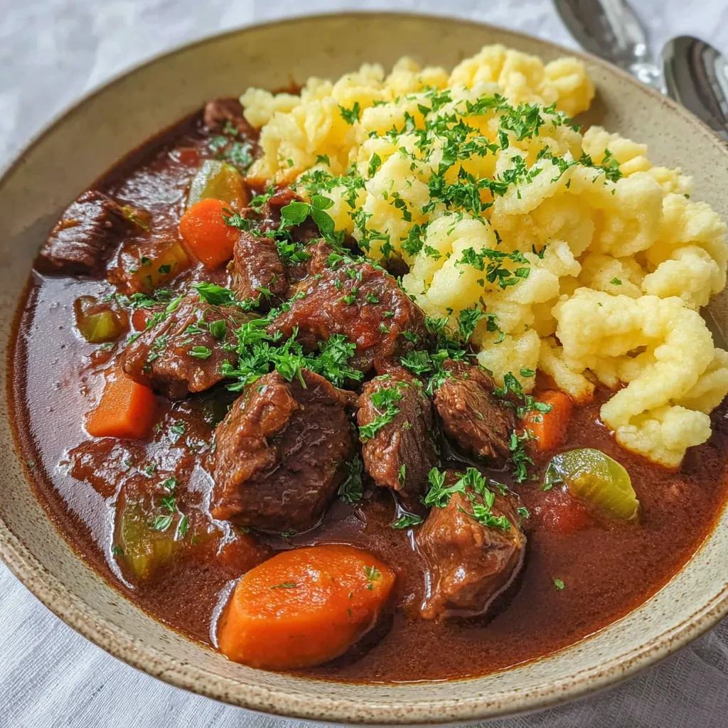 Ein Schüssel mit gegrilltem Fleisch, Kartoffeln, Karotten und Garnelen.