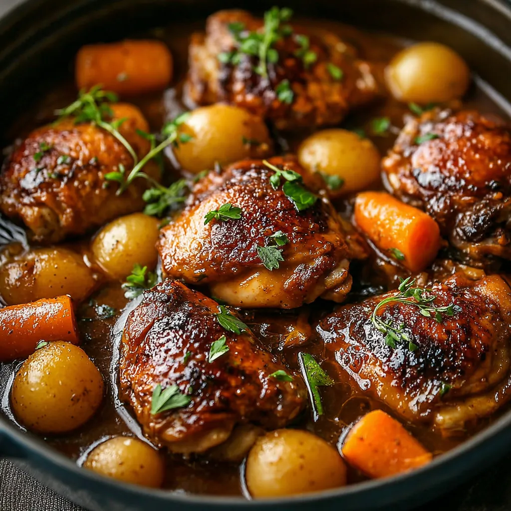 Ein Schalen mit Chicken und Kartoffeln.