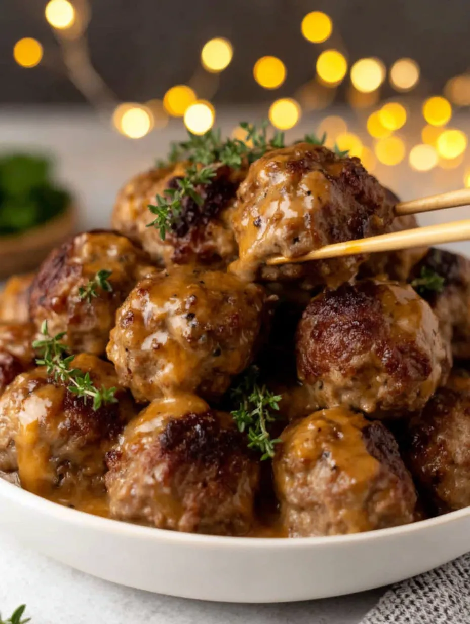 Ein weißer Teller mit einer Mischung aus Fleisch, Gewürzen und Sauce.