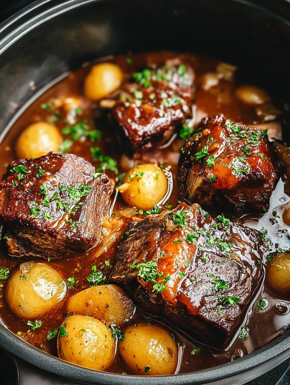 Eine Sch&uuml;ssel mit brauner Sauce und Fleischst&uuml;cken, darunter Rindfleisch, Schweinefleisch und Kartoffeln.