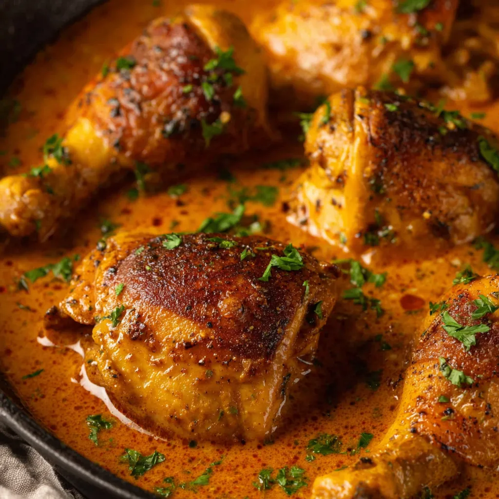 Ein Schalen mit Chicken-Gulasch und grünen Zwiebeln.