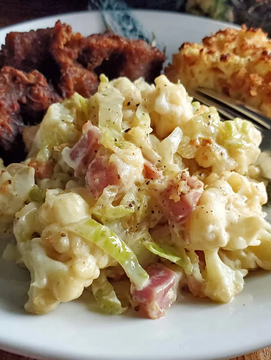 Eine Platte mit einer Mischung aus Kartoffeln, Käse und Gemüse, darunter Zwiebeln.