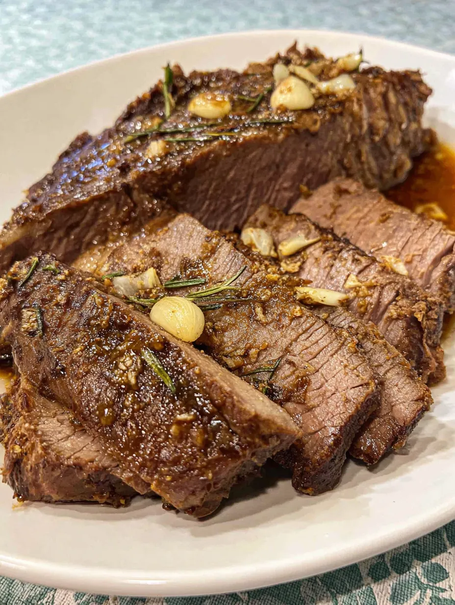 Eine Schüssel mit Rindfleisch, das mit Zwiebeln und Knoblauch garniert ist.