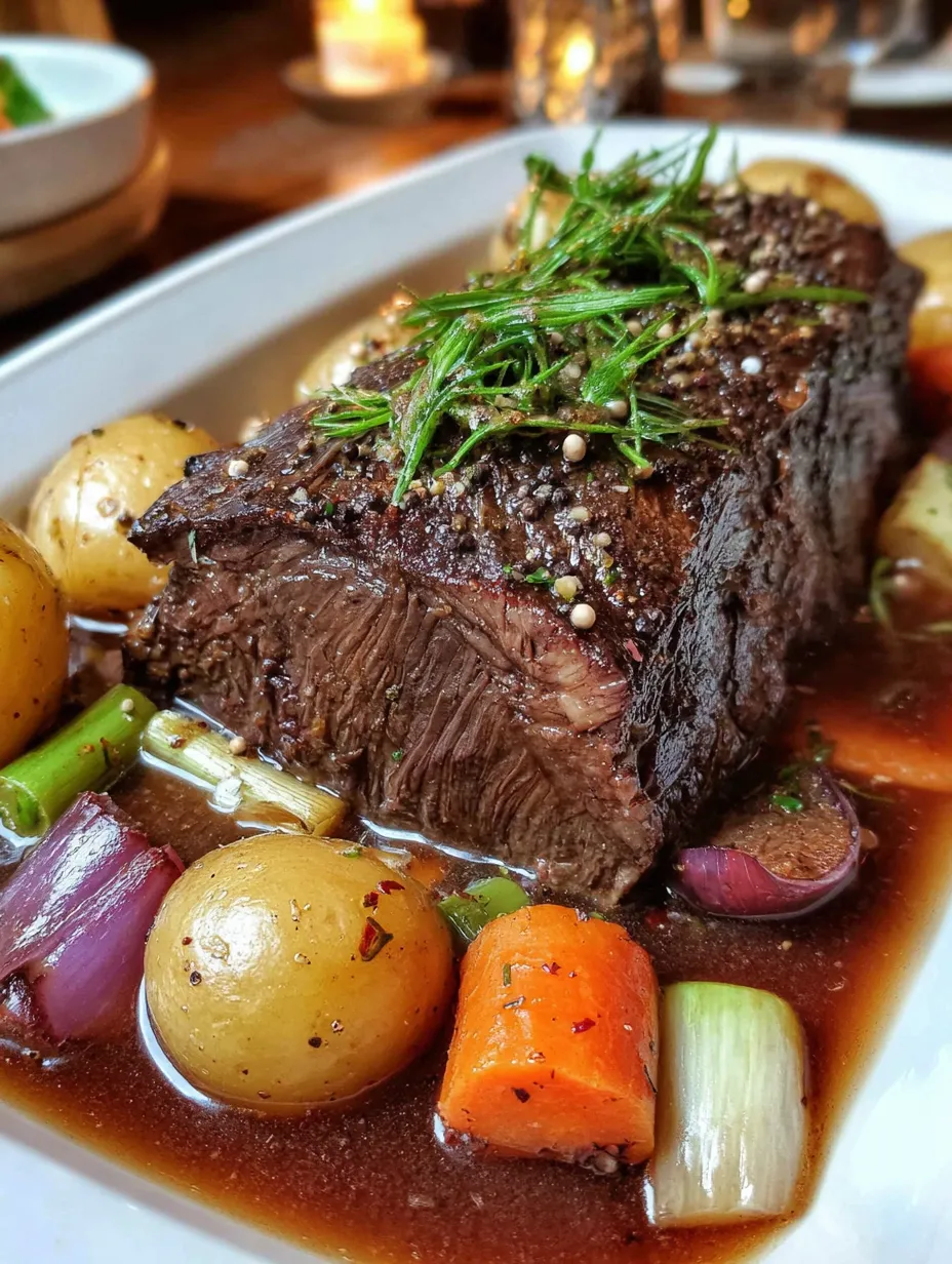 Eine Tafel mit einer Portion Rindfleisch, das mit Zwiebeln und Kr&auml;utern garniert ist.