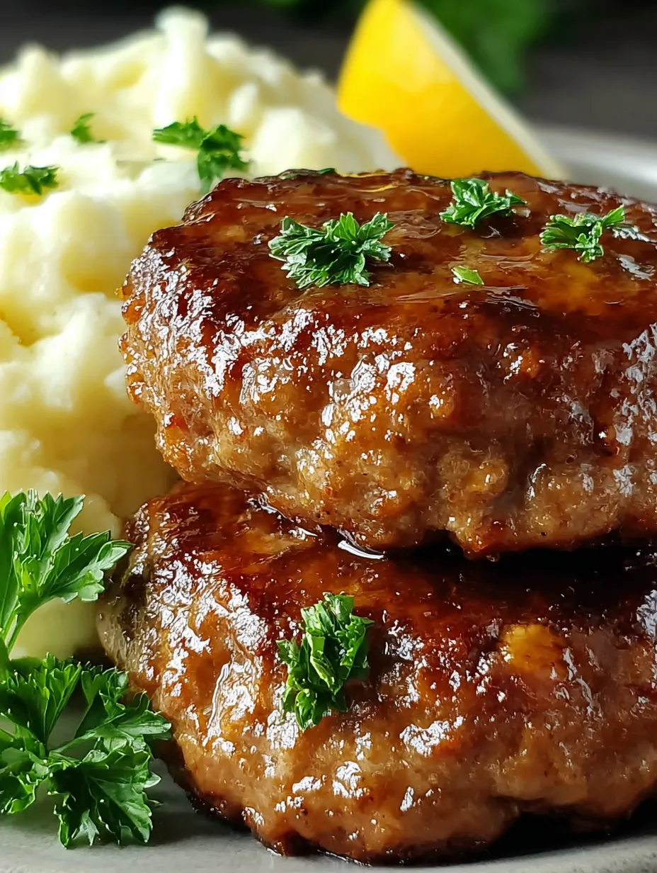 Zwei steak-artige Fleischstücke mit grünen Zwiebeln darauf.