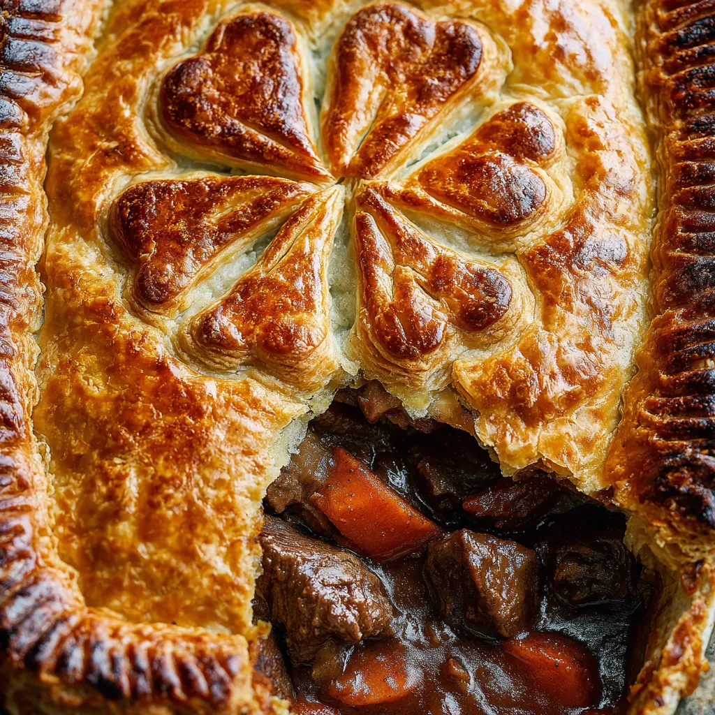 Ein Pie mit einem Teigumhang und einer Kartoffel-Konfitüre.