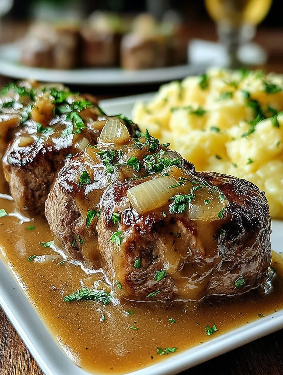 Eine Platte mit gegrillten Steaks und gegrillten Zwiebeln.