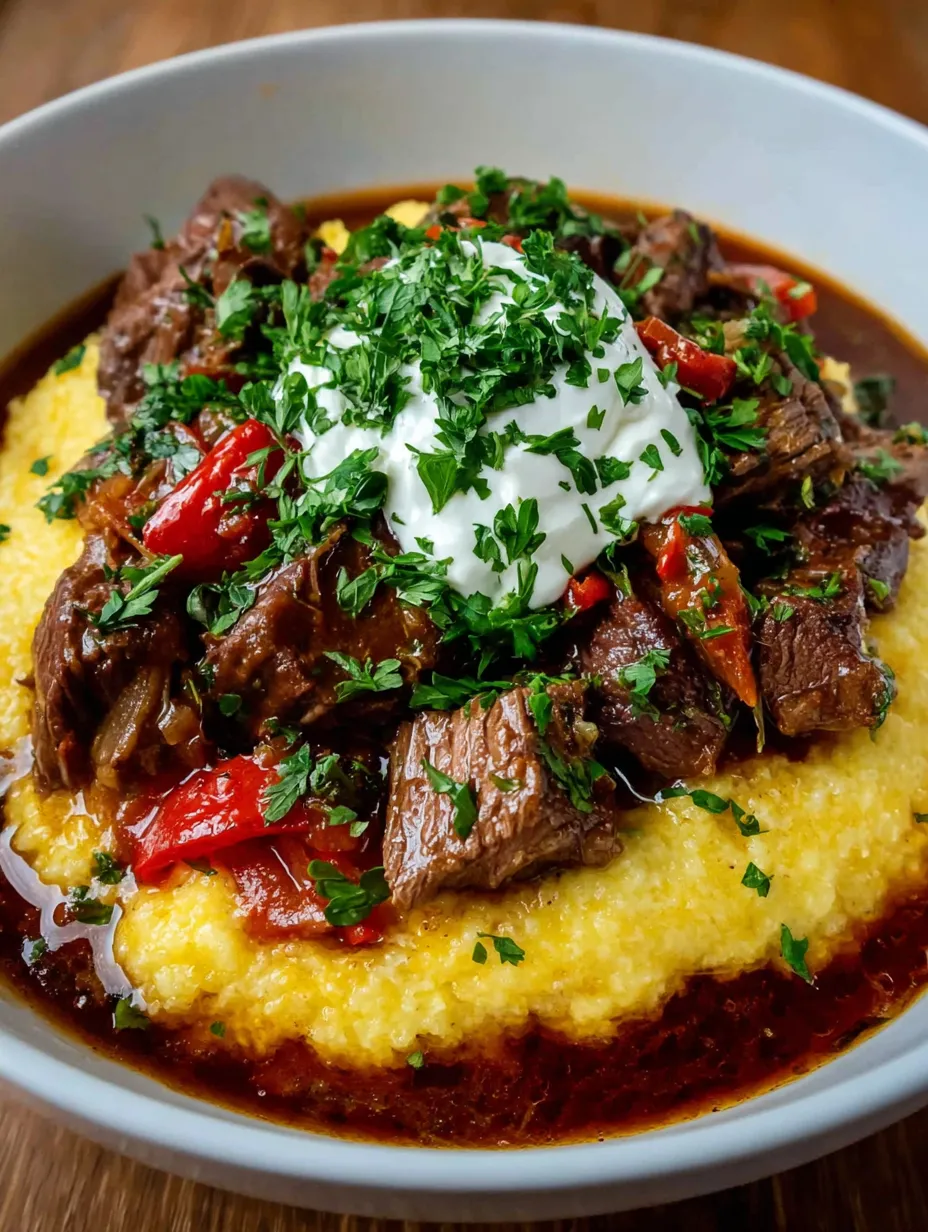 Ein Schüssel mit gegrilltem Fleisch, gegrillten Zwiebeln und Tomaten.