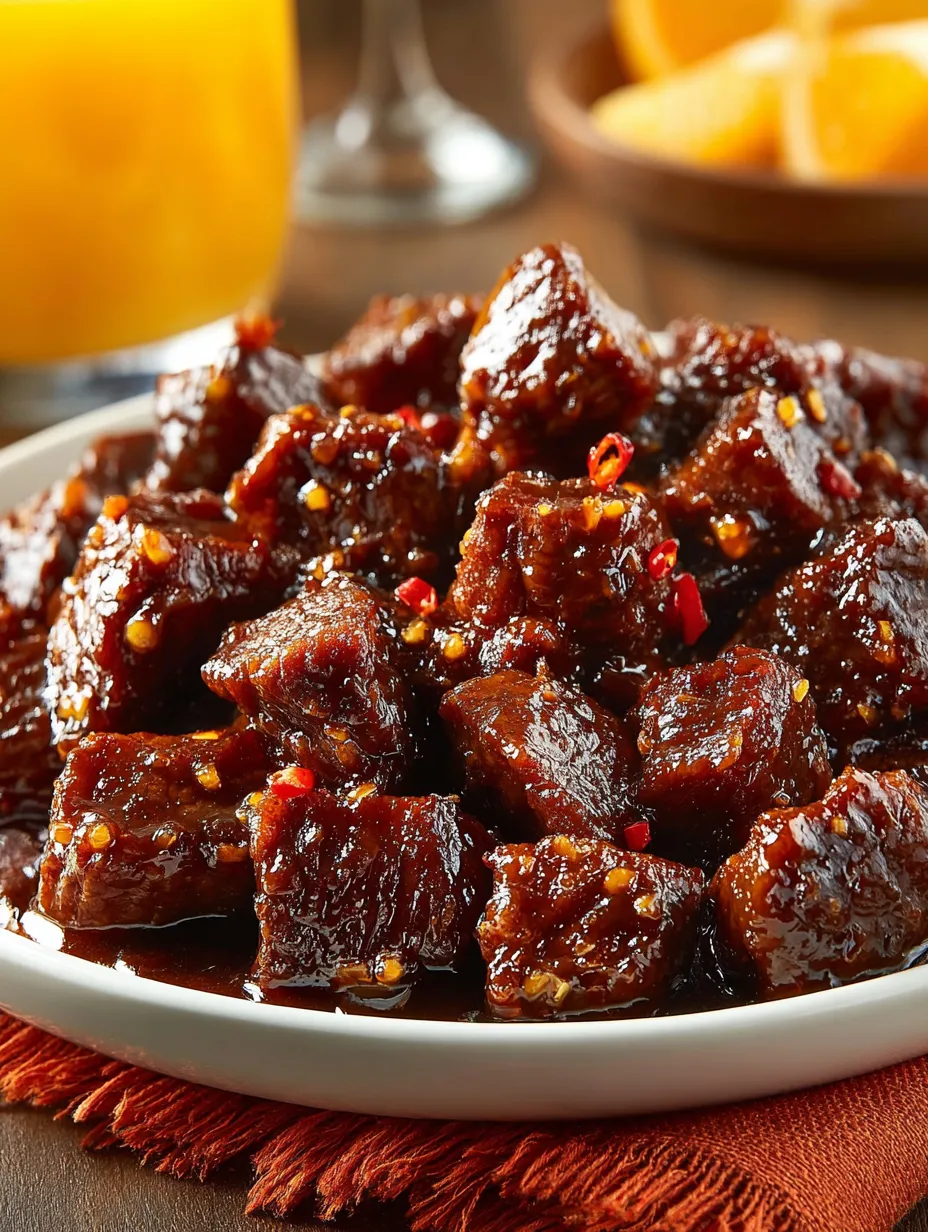 Ein weißer Teller mit einer Mischung aus Fleisch und Sauce.