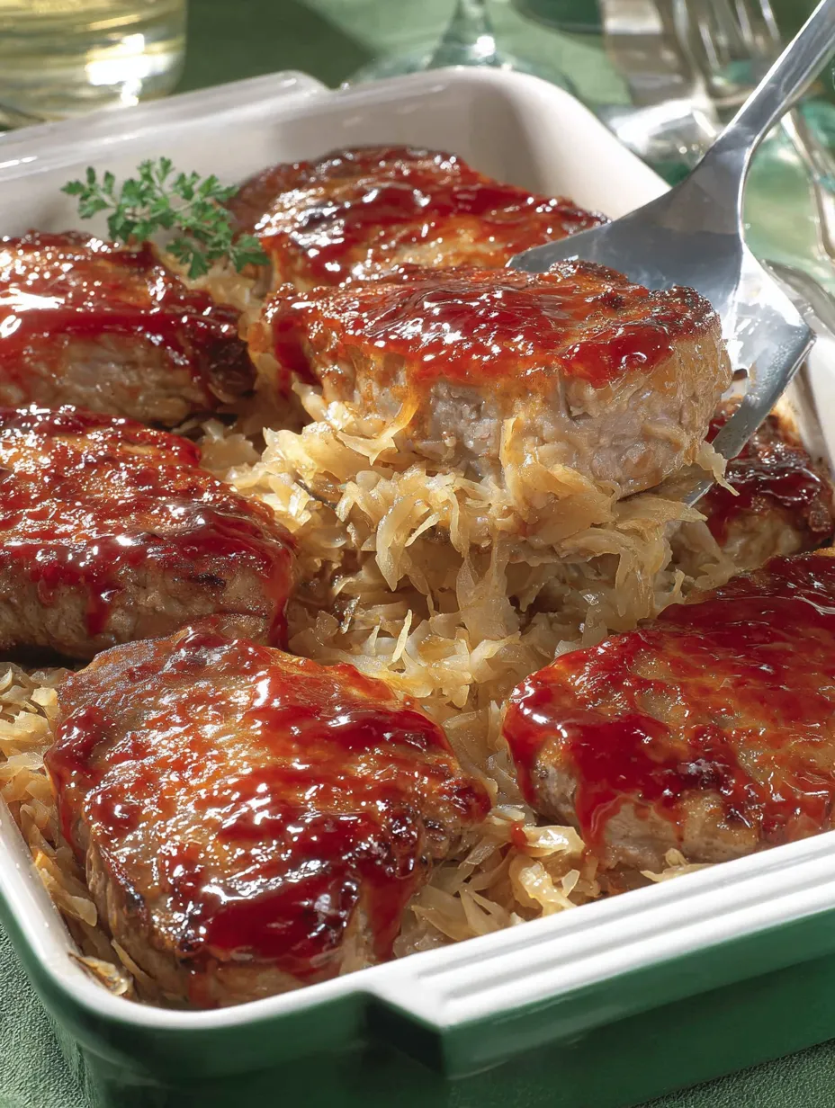 Eine Schüssel mit gegrilltem Fleisch und Sauerkraut.