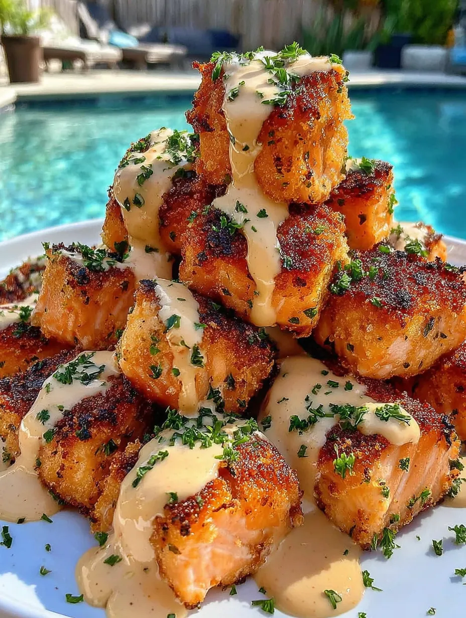 Eine Platte mit verschiedenen gegrillten Fischstücken, die mit Sauce und Kräutern garniert sind.