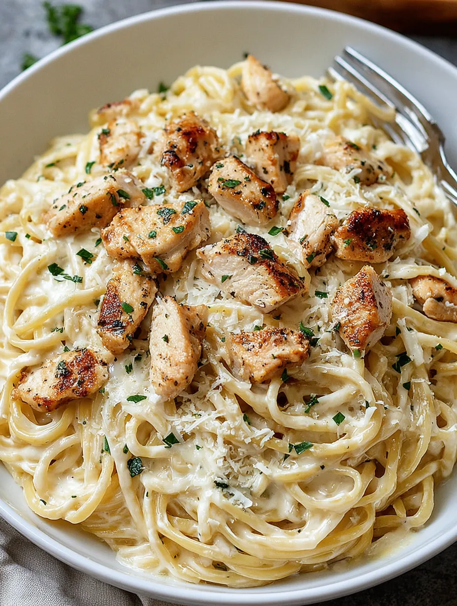 Ein Bild von einer Pasta-Garnitur mit Chicken-Streifen und Parmesan-K&auml;se.