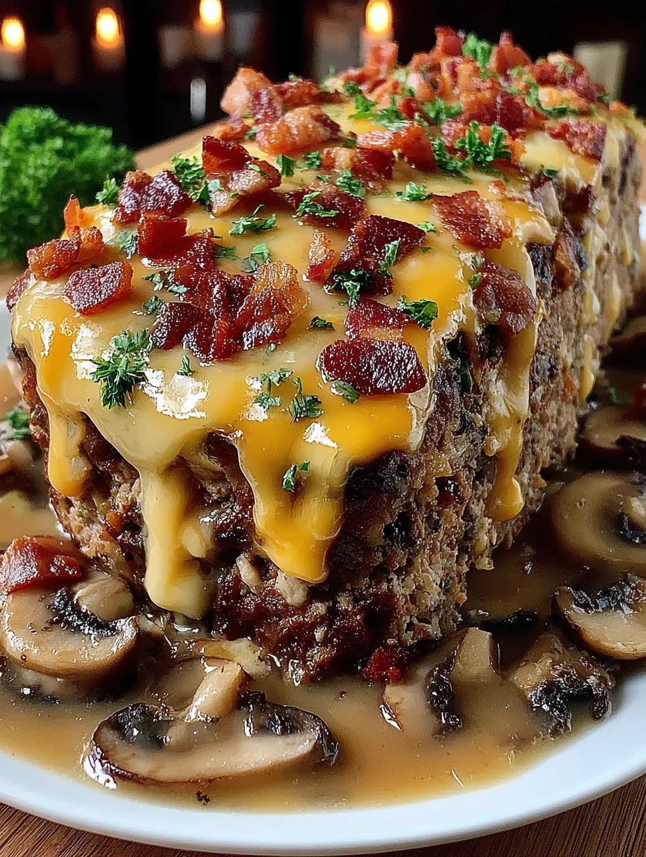 Eine Schüssel mit einer Mischung aus Käse, Mushrooms und Bacon.