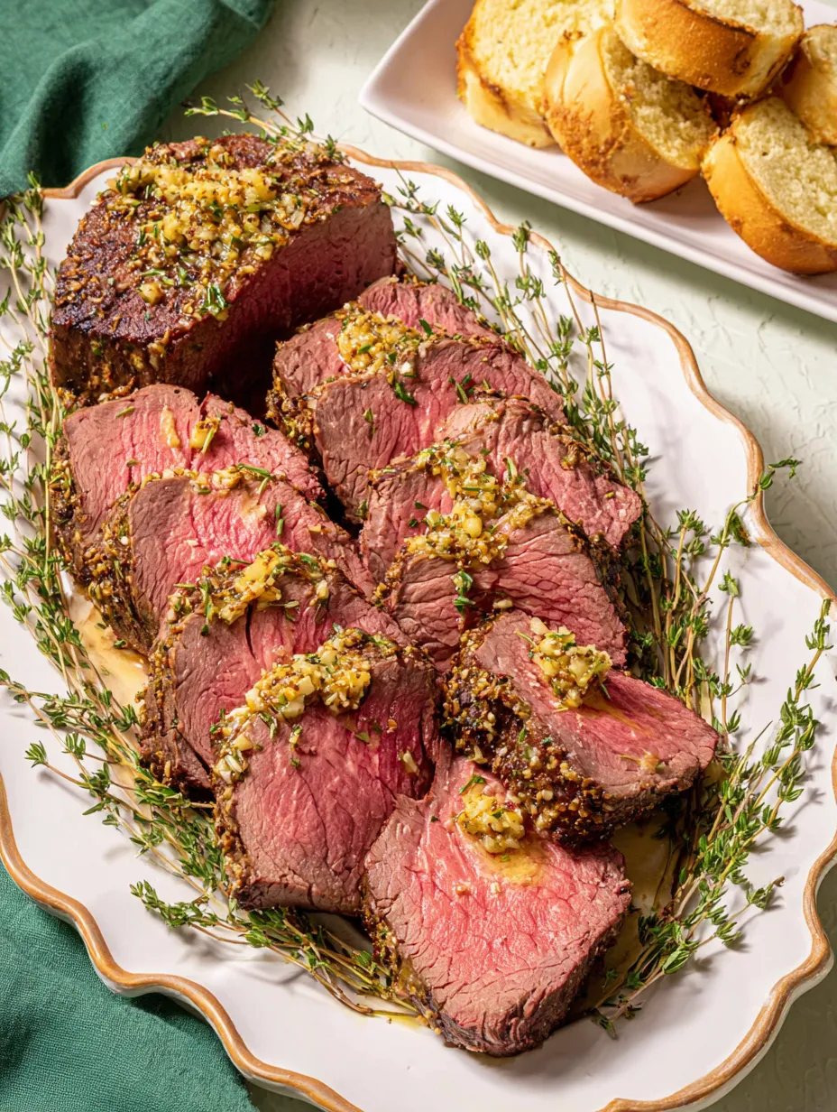 Ein prägnantes Bildbeschreibungstext auf Deutsch lautet: "Ein Teller mit Steak, Zwiebeln und Gewürzen.
