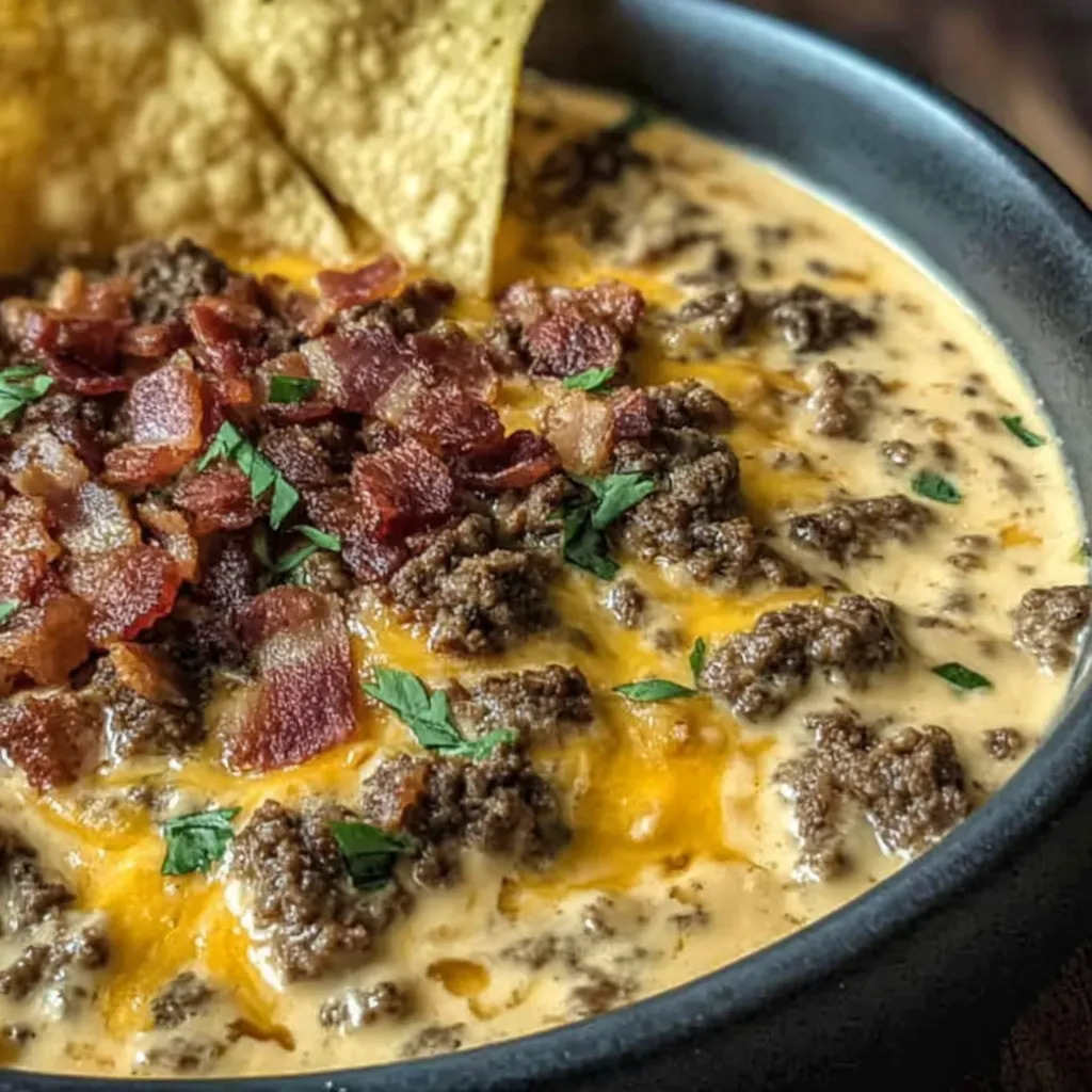 Ein Schälchen mit Bacon und Käse.