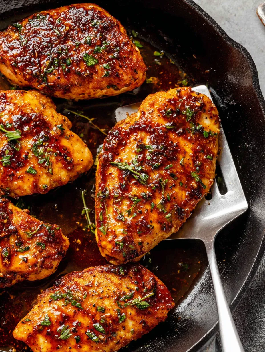 Eine Schüssel mit sechs grillierten Chickenbrustchen, die mit Zwiebeln und Gewürzen garniert sind.