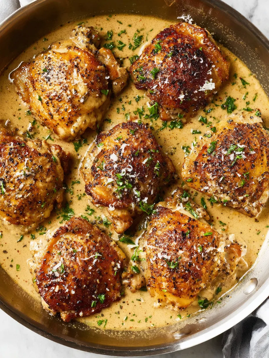 Eine Schüssel mit Chicken-Knöcheln in einer cremigen Sauce.