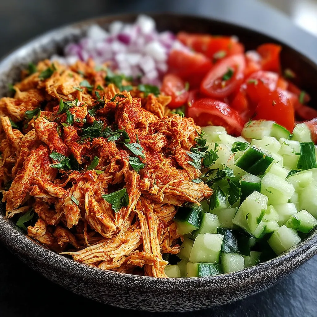 Ein Schüssel mit verschiedenen Gemüse, darunter Tomaten, Zwiebeln und Kohl, sowie einer Portion Chicken.