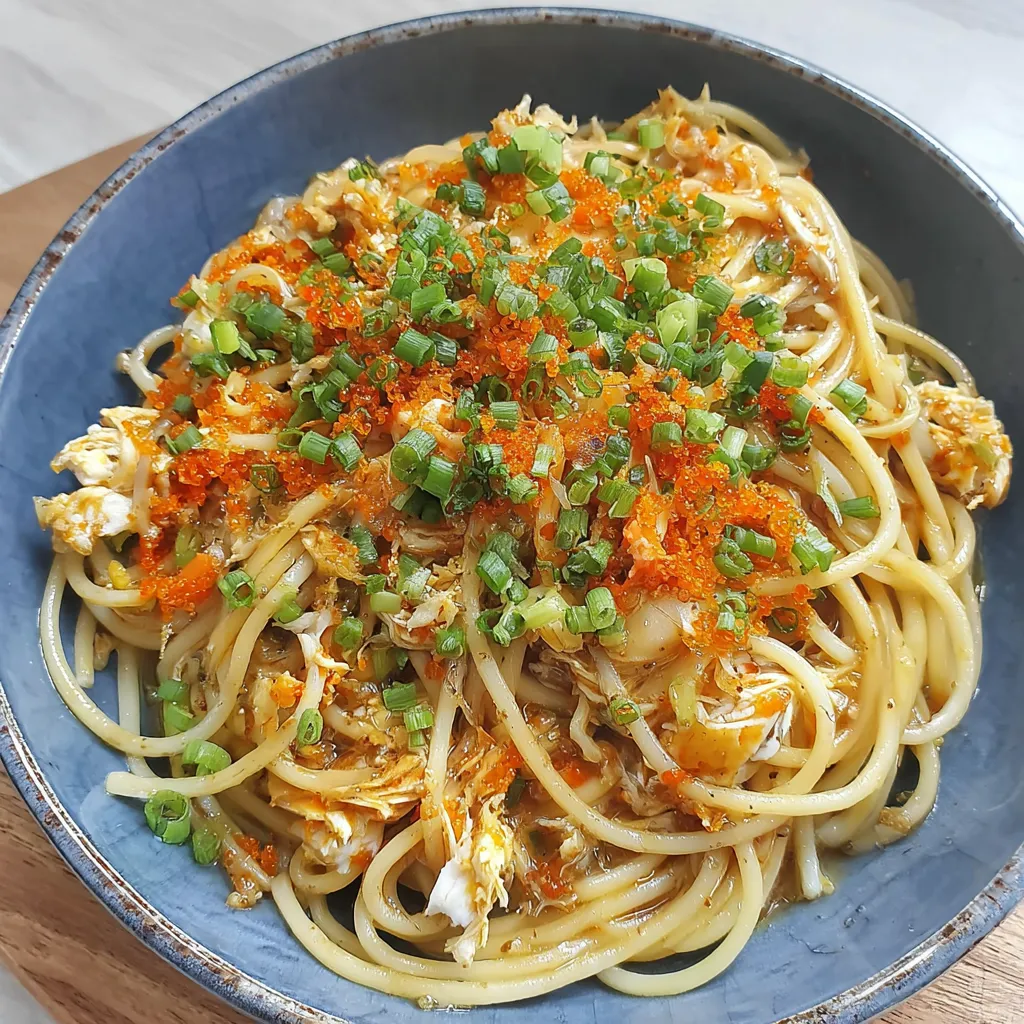 Ein Schälchen mit Spaghetti und Zwiebeln.