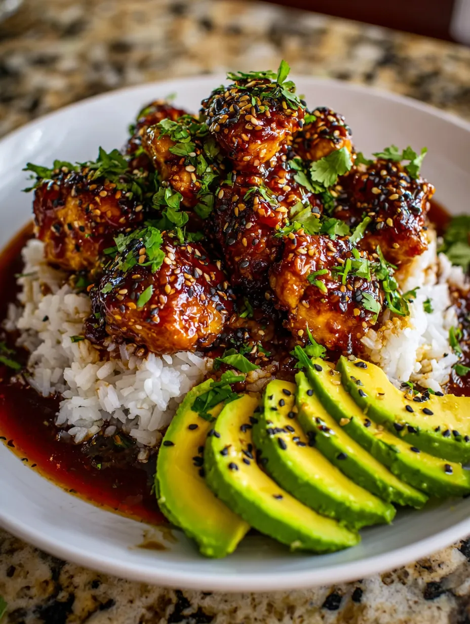 Ein weißer Teller mit Rice und Avocado.