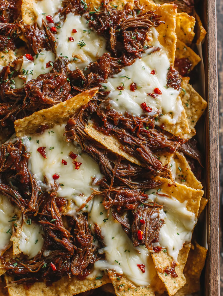 Eine Sch&uuml;ssel mit beef nachos, die in einem Holzfutteral aufbewahrt werden.