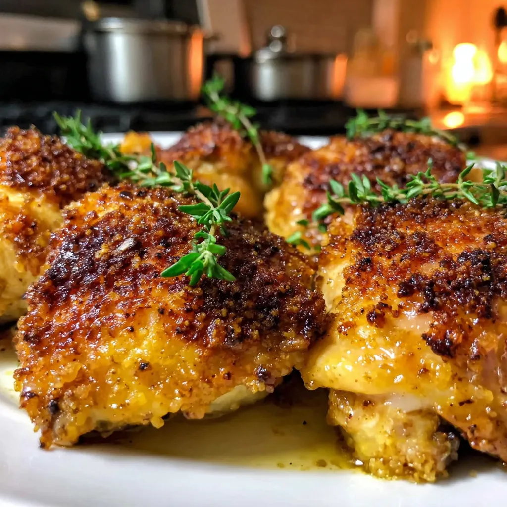 Ein weißer Teller mit frisch zubereiteten Chicken-Streifen, die mit Kräutern und Gewürzen garniert sind.