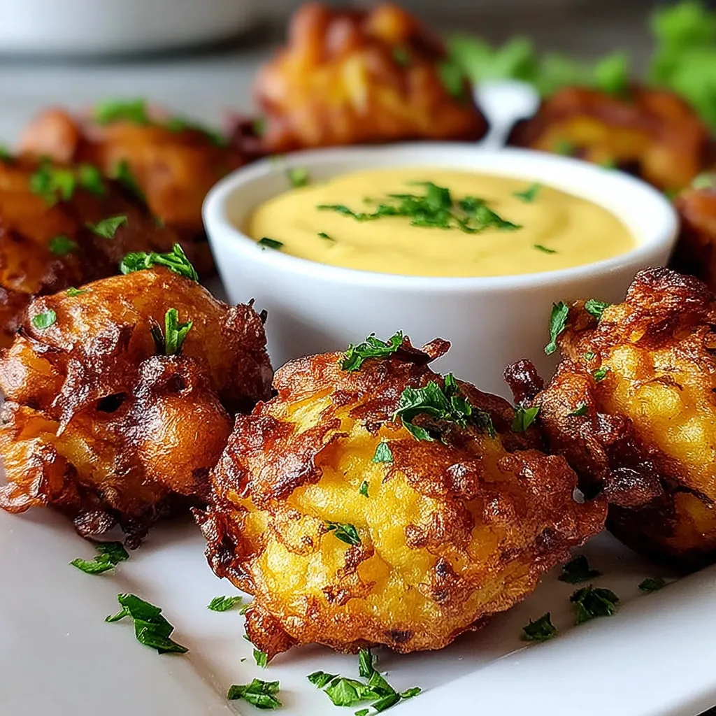 Eine Platte mit frisch zubereiteten, knusprigen, frittierten oder gebackenen Fleischklößen, die in einem Dressing oder Sauce serviert werden.