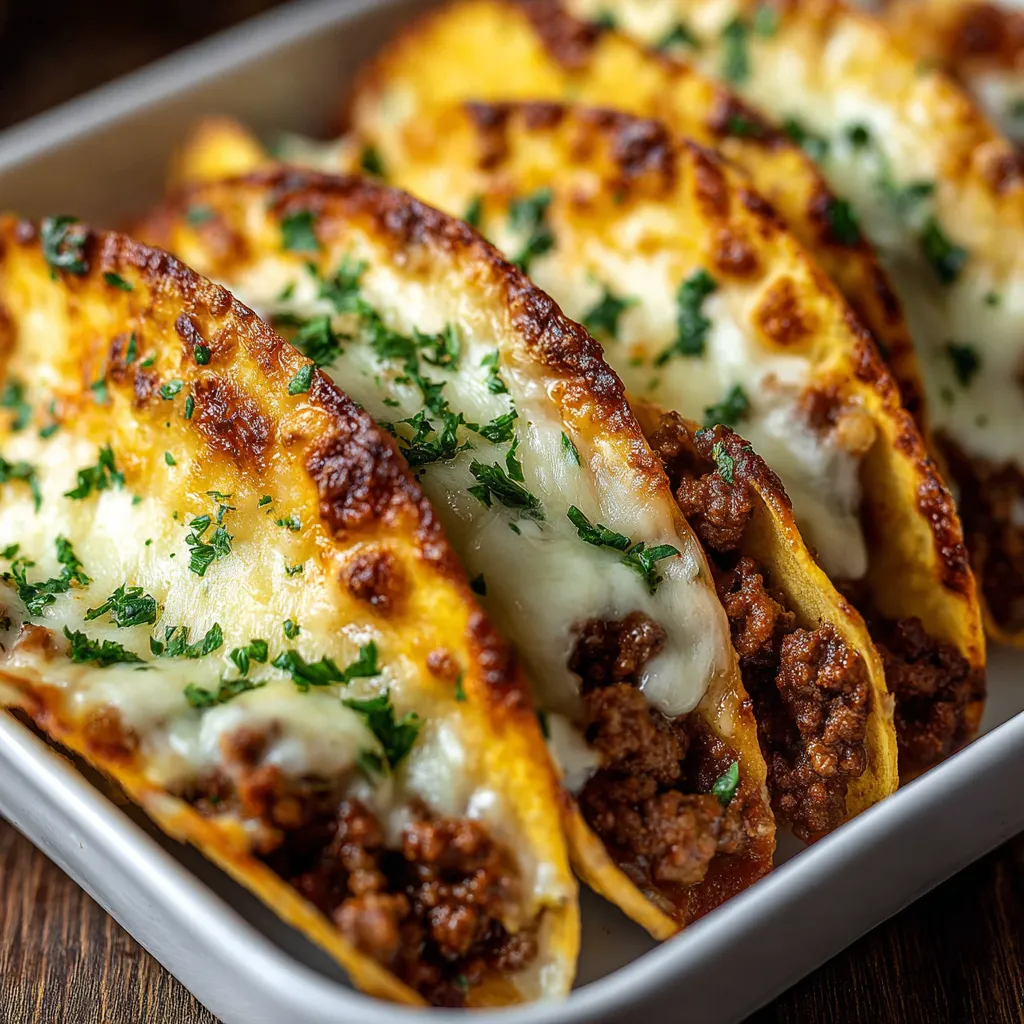 Ein Becher mit gegrillten Tacos, die mit Käse und Rindfleisch gefüllt sind.