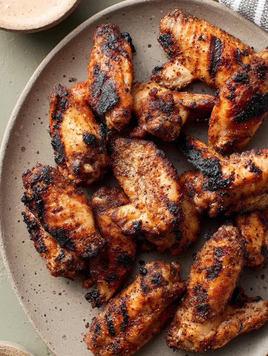 Eine Platte mit schwarzen und braunen Chickenbruststücken.