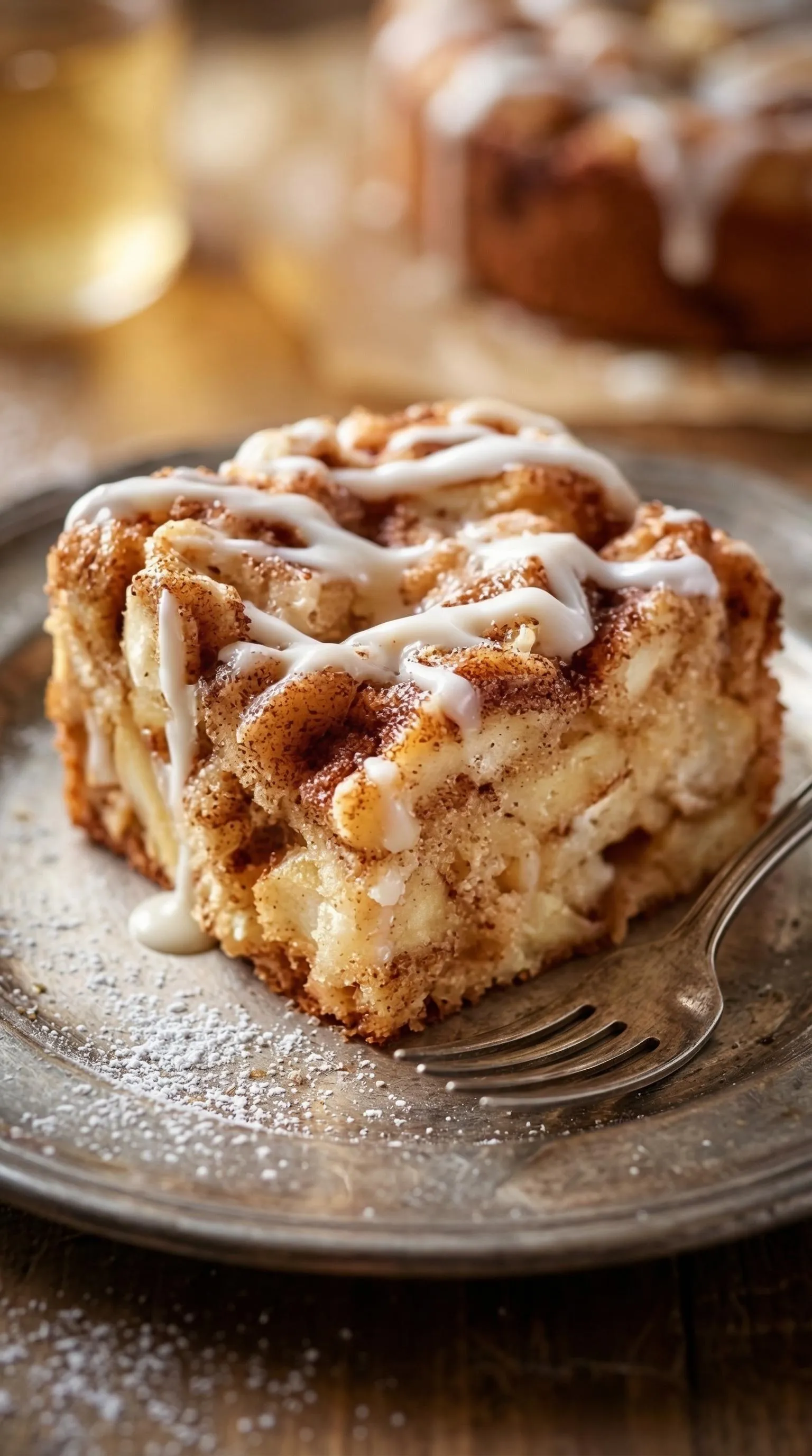 Ein Apfelkuchen mit Zimtschnecken und saftigem Zimt.