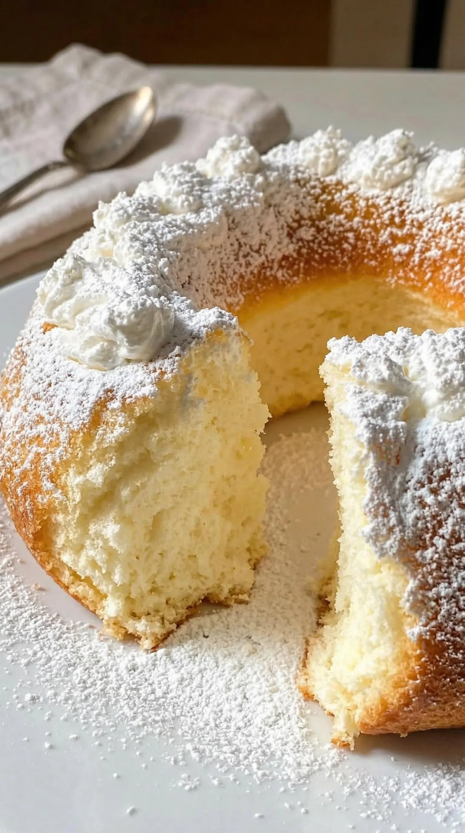 Ein ultracremiger Zitronen-Joghurtkuchen mit weißem Teig und Zitronen-Joghurt.