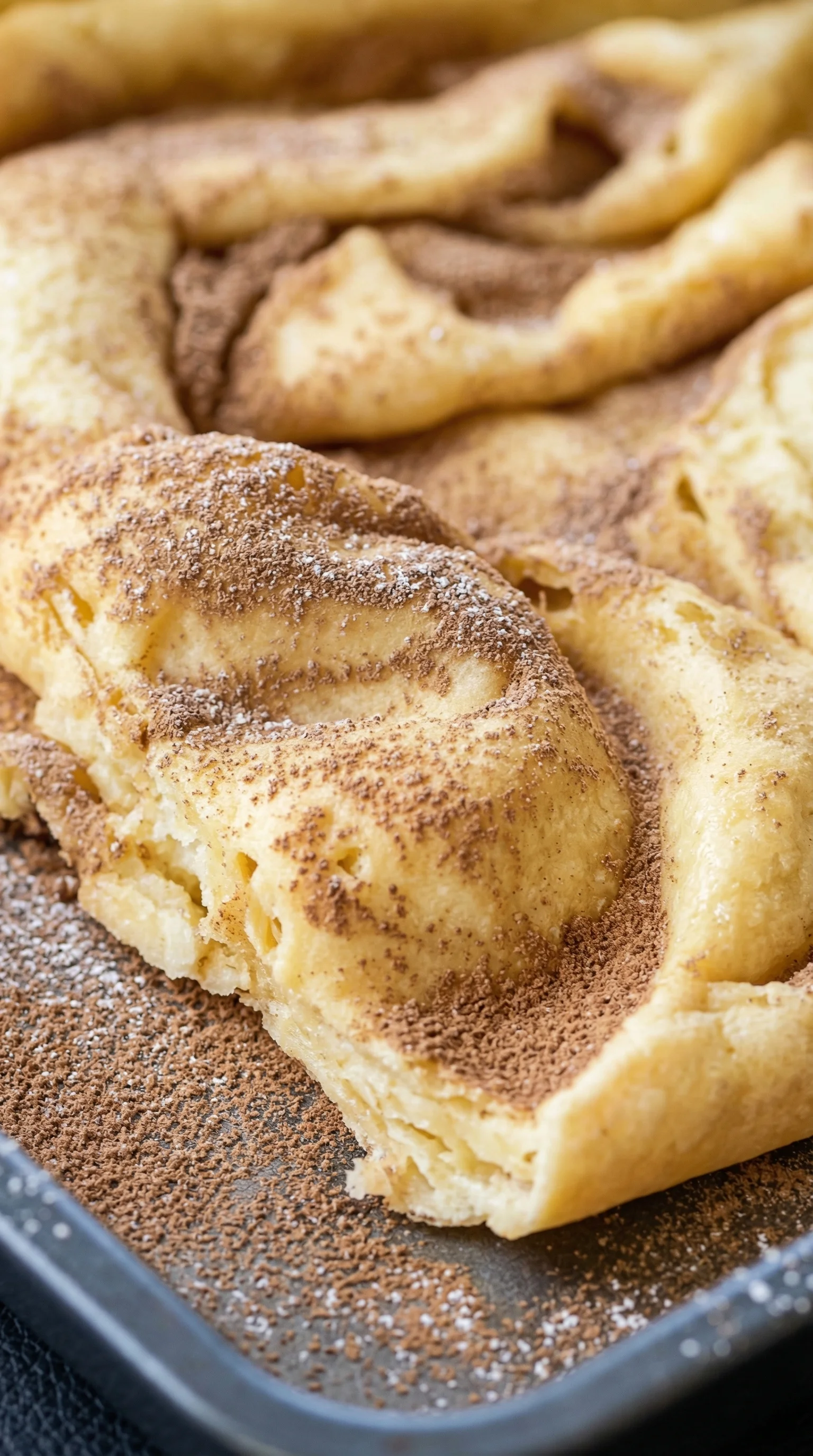 Ein Ofenpfannkuchen mit Cinnamon-Zucker-Zutaten.