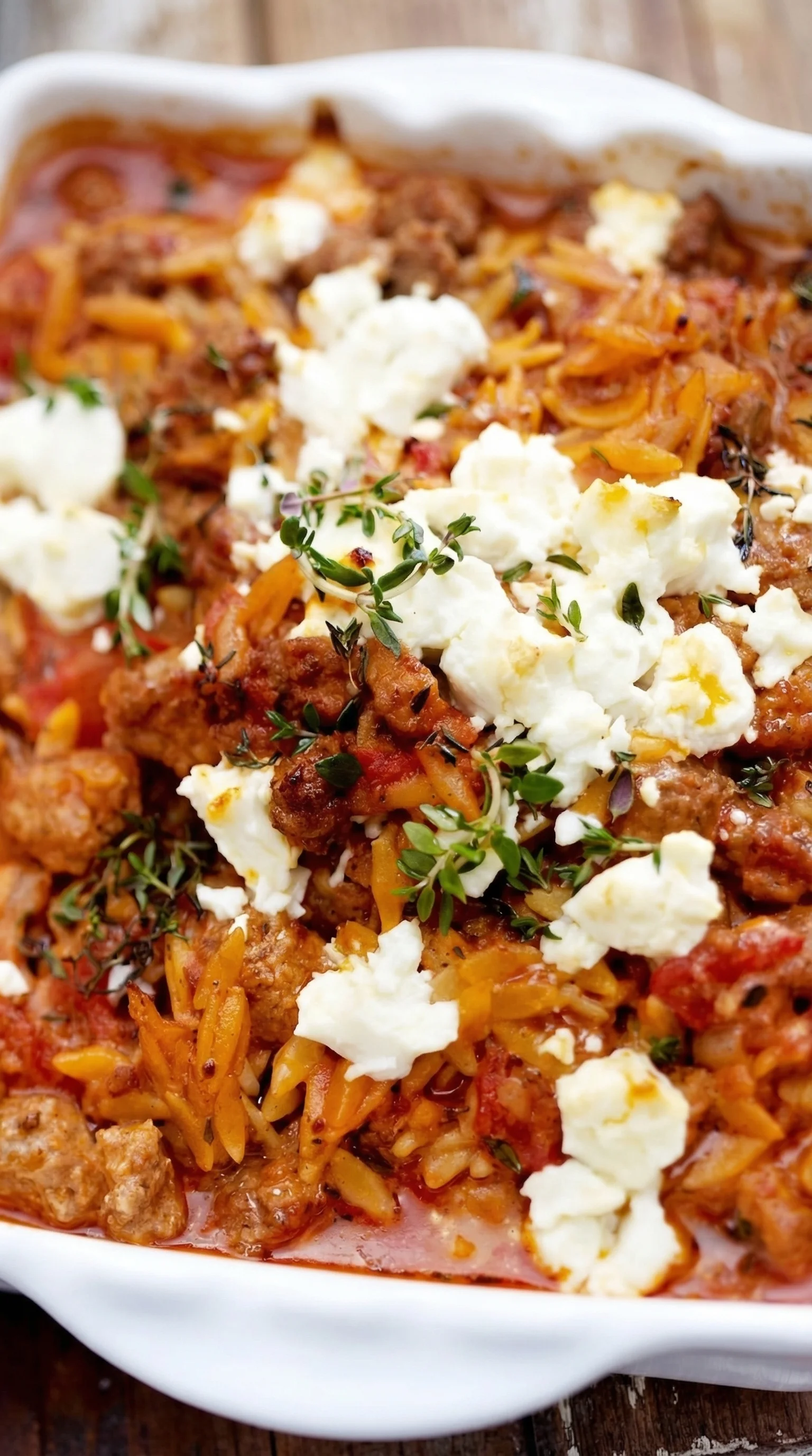 Ein Griechischer Hack-Nudel-Auflauf mit Feta.