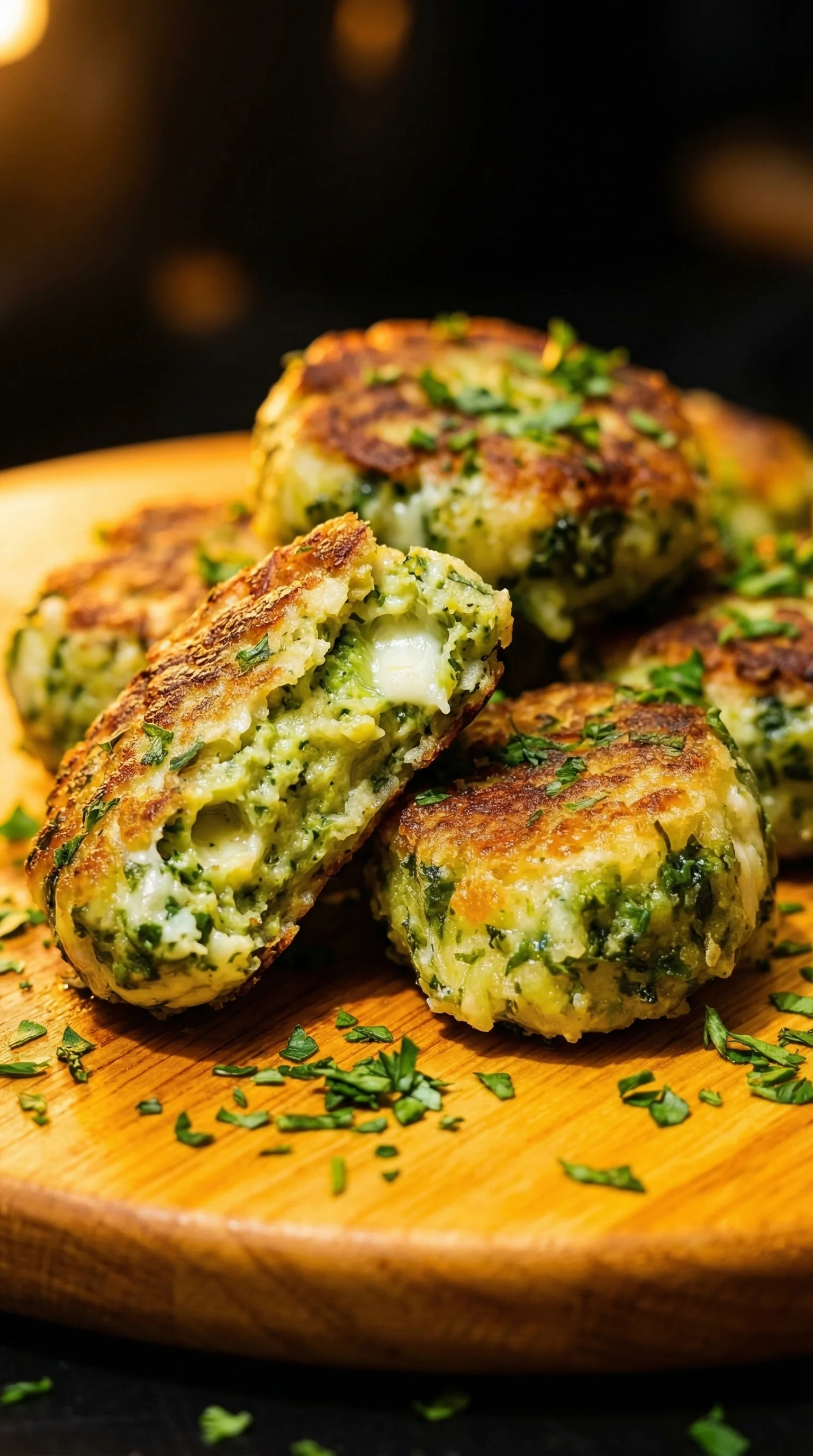 Eine Schüssel mit Brokkoli Nuggets, die aus Käse und Haferflocken bestehen.