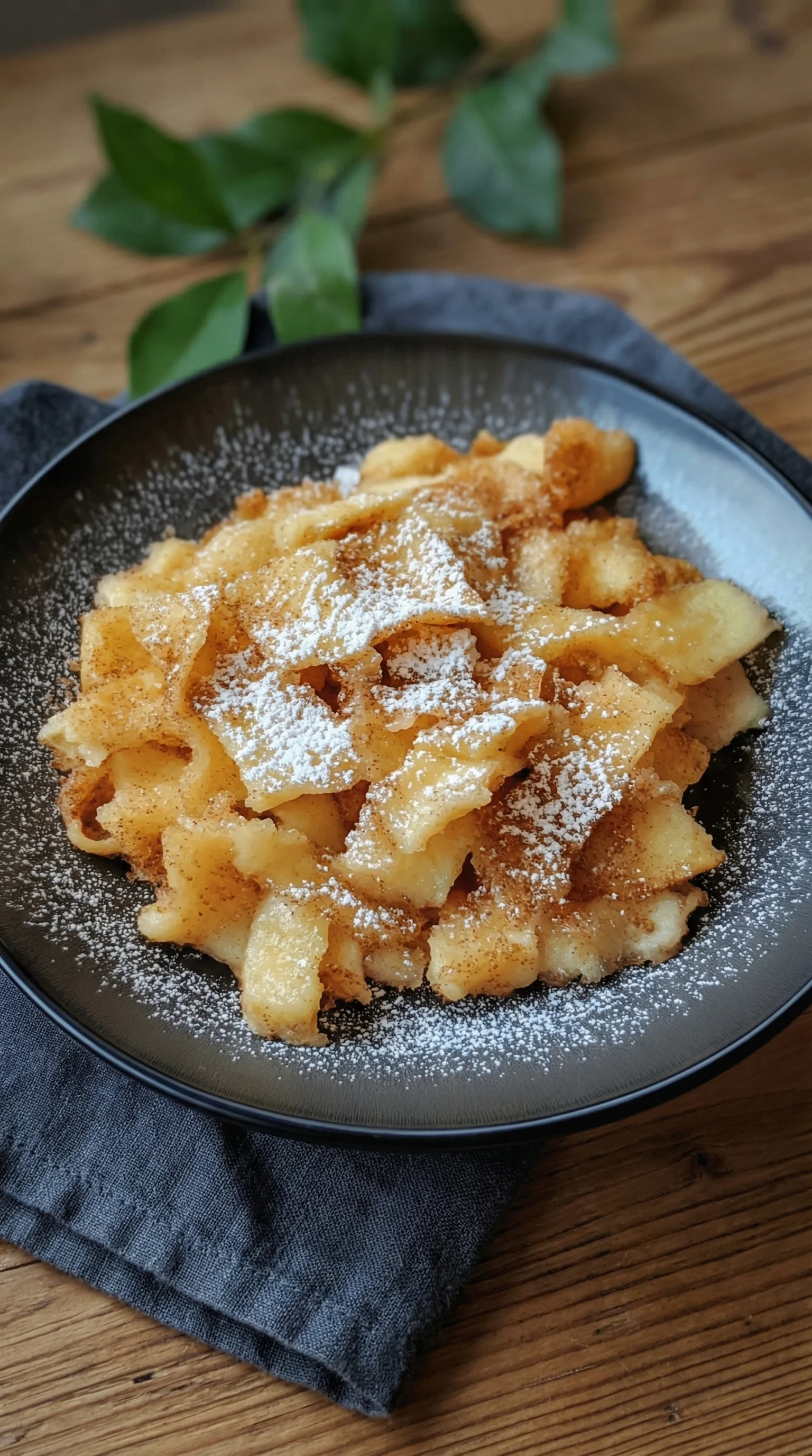 Ein Schälchen mit Zimt Kaiserschmarrn.