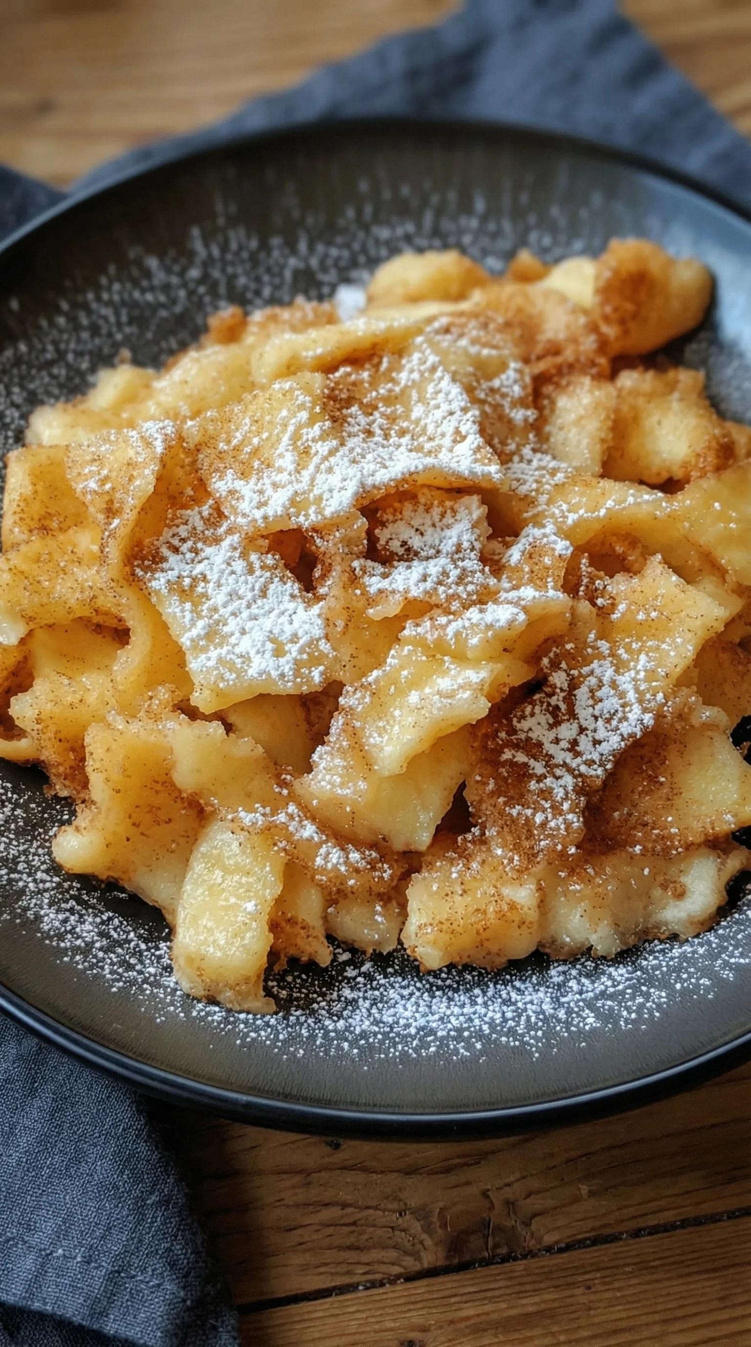 Eine Schüssel mit Zimt Kaiserschmarrn.