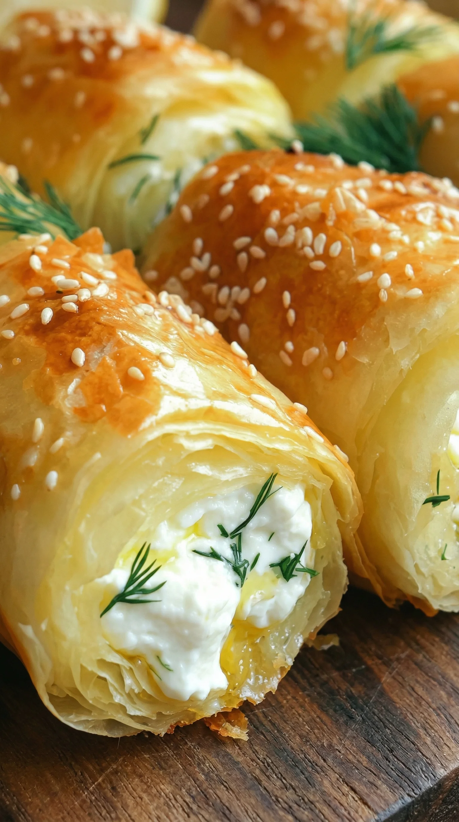 Zwei Oven Fried Feta Rolls, die knusprig und lecker genießen.