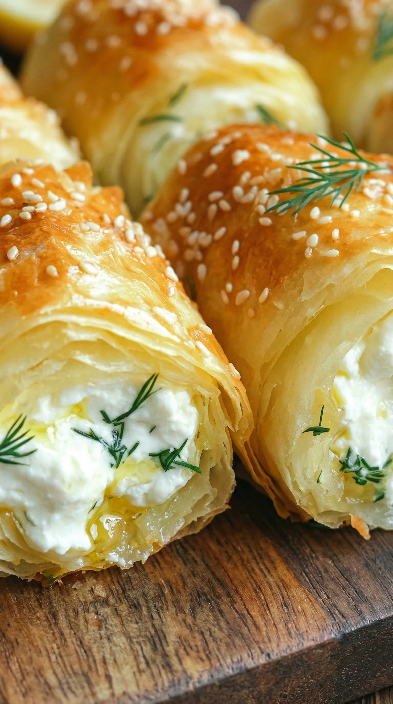 Zwei Oven Fried Feta Rolls, die knusprig und lecker genossen werden können.