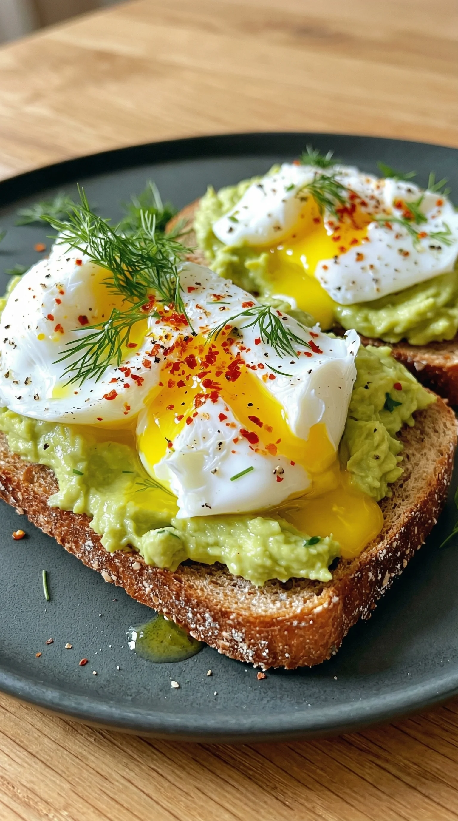Ein Toast mit Avocado und Pochiertem Ei.