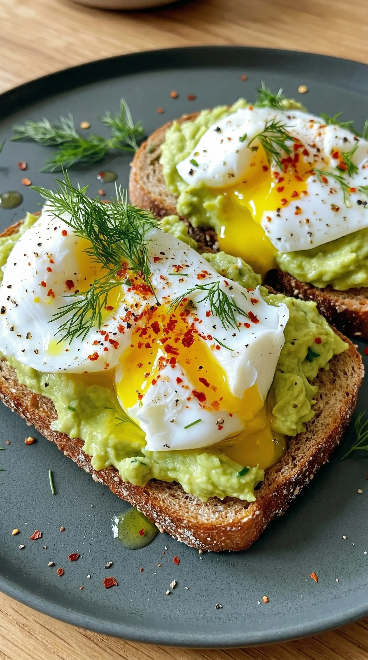 Toast mit Avocado und Pochiertem Ei.
