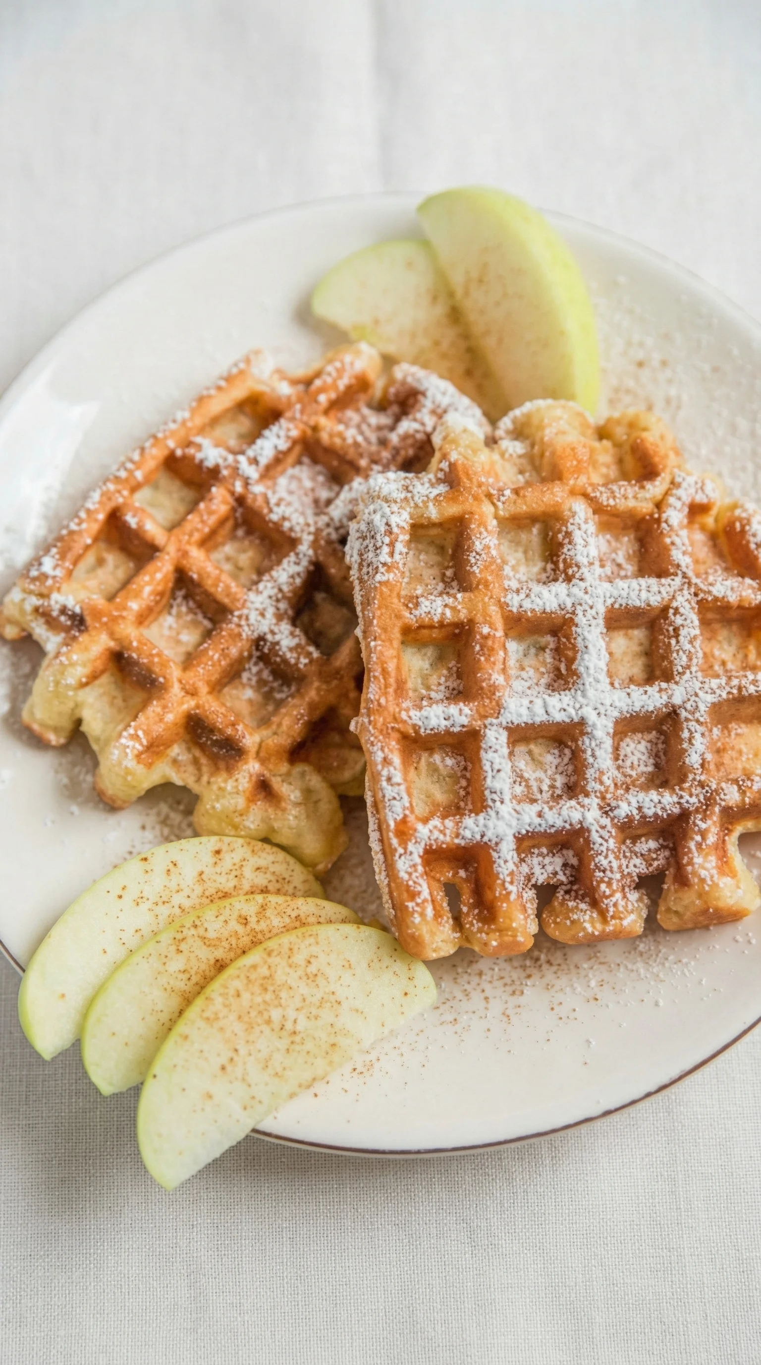 Eine Platte mit waffeligen Gebäcken aus Haferflocken und Apfelmus.