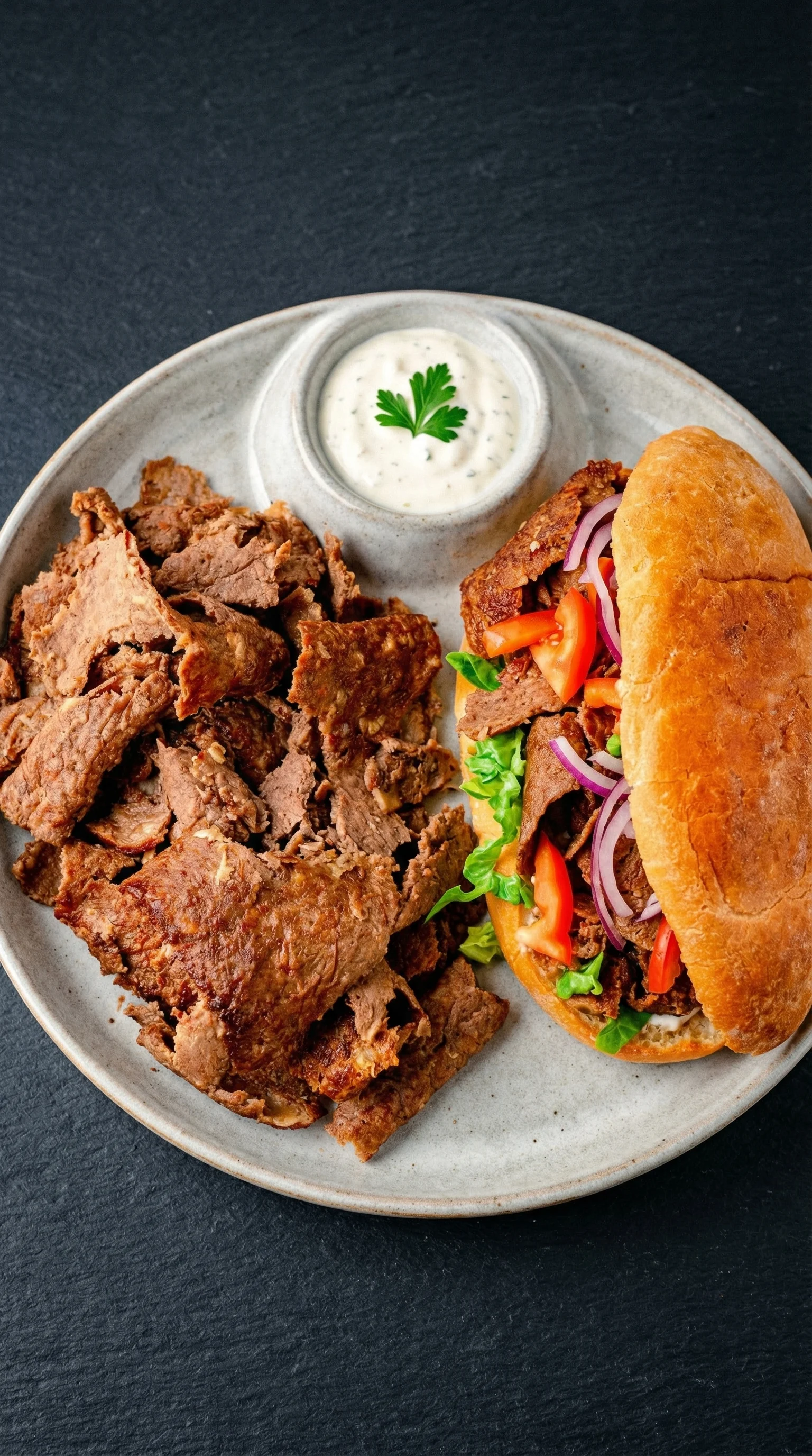 Ein Döner aus dem Ofen auf einem Backpapier.