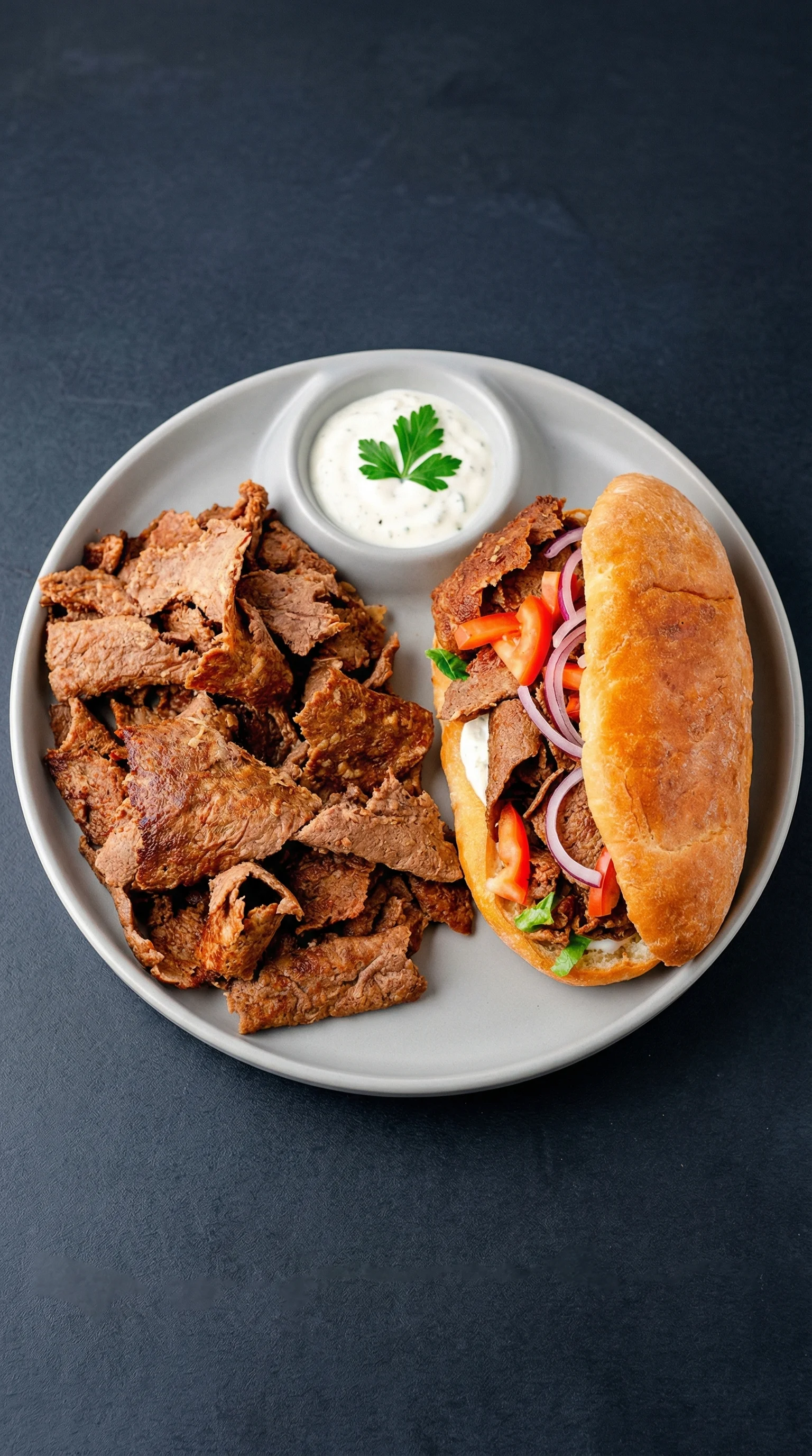 Ein Döner aus dem Ofen auf einem Backpapier.