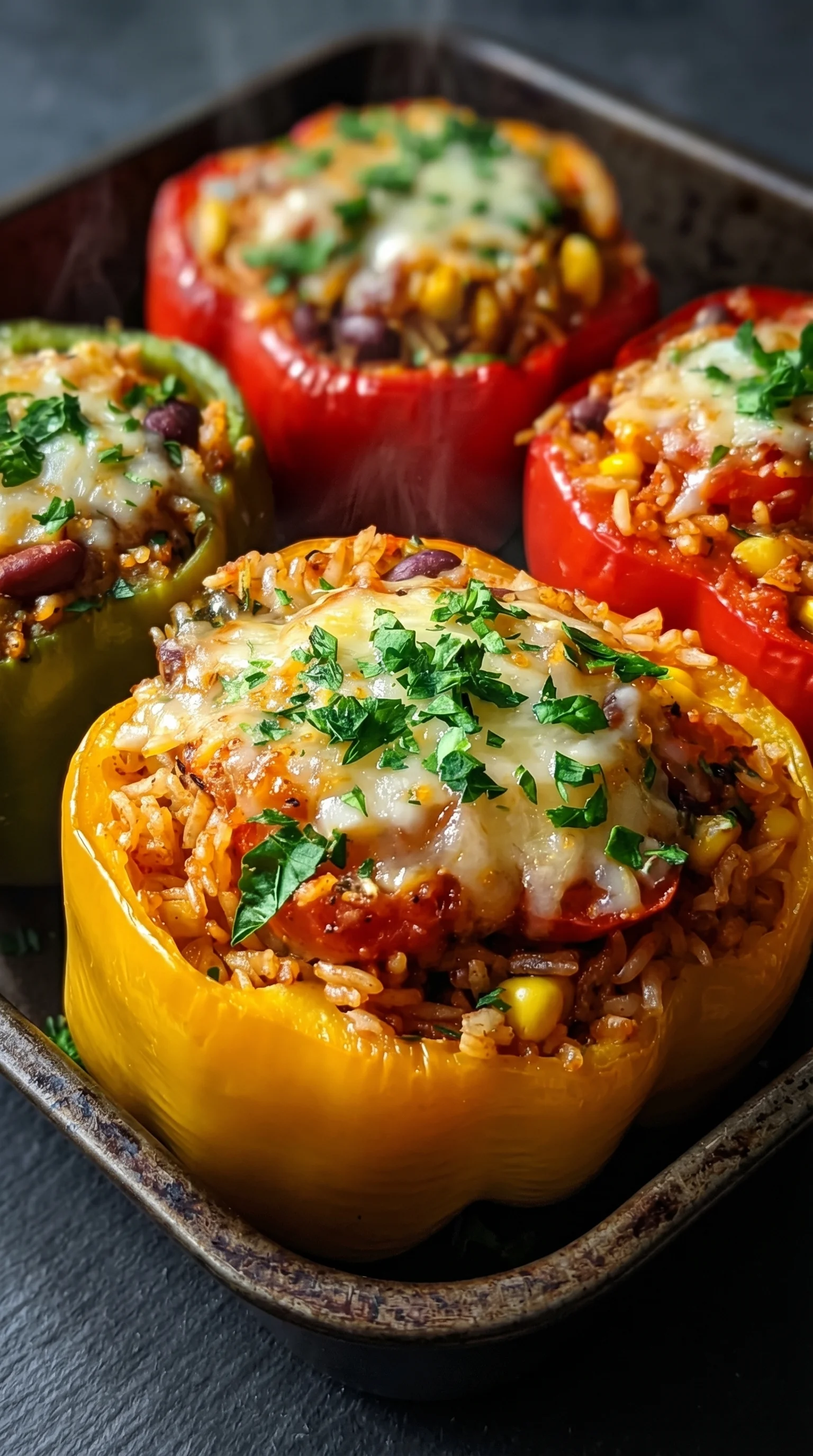 A plate of food with a pepper on it.