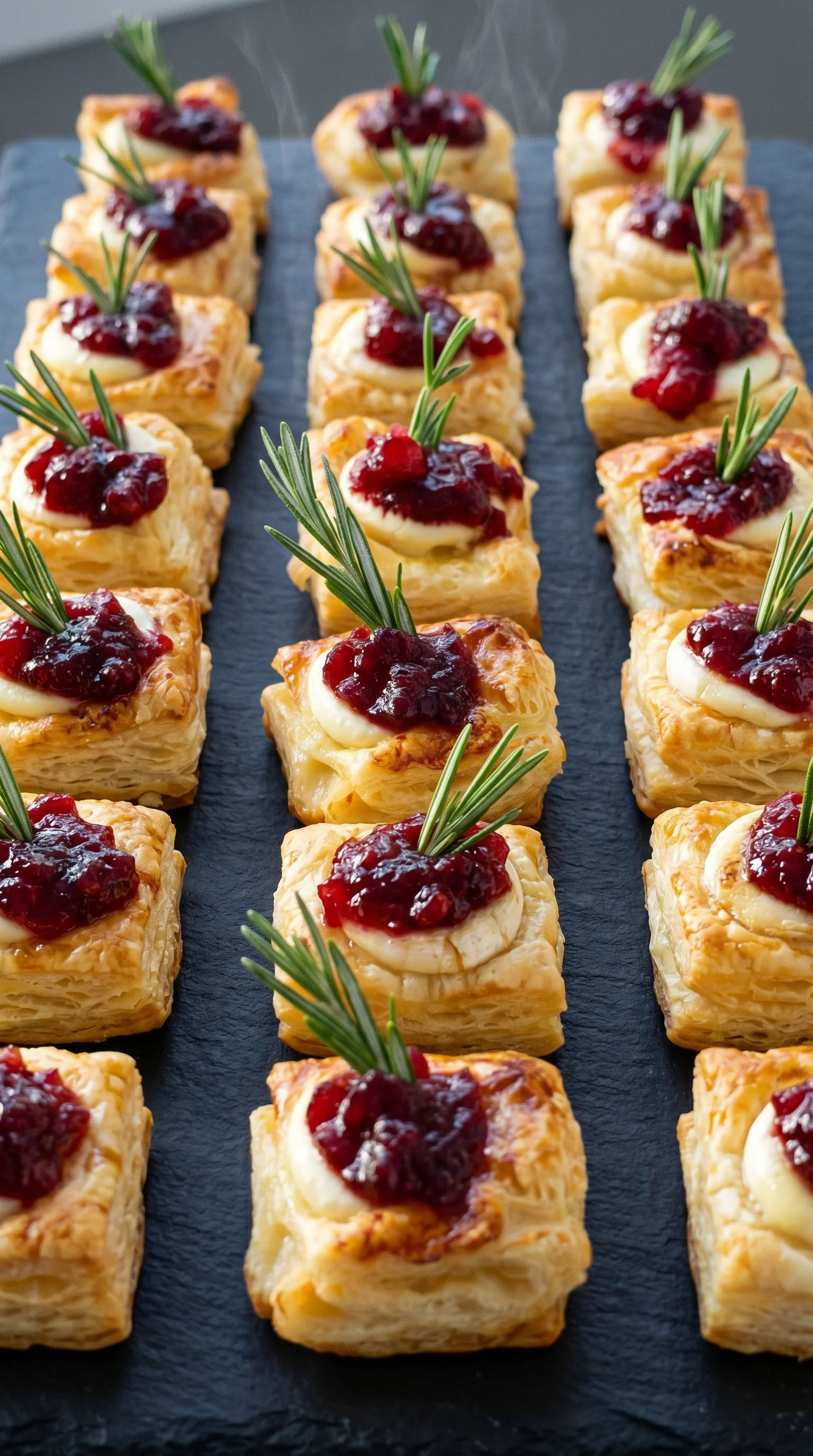 Blaetterteig-Haeppchen mit Camembert.